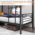 Smake mart Metal Bunk Bed 2 in 1 Bunk Bed with Safety Guard Rail for Kids | Black Metal Bunk Bed Frame (79"L x 39"W) with 72 x 36 Inch Mattress Size - Image 3