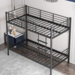 Smake mart Metal Bunk Bed 2 in 1 Bunk Bed with Safety Guard Rail for Kids | Black Metal Bunk Bed Frame (79"L x 39"W) with 72 x 36 Inch Mattress Size - Image 2