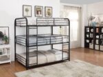 Smake mart Metal Frame Full Triple Bunk Bed for Bedroom, Living Room | Metal Bunk Bed Frame for Kids (Black) - Image 2