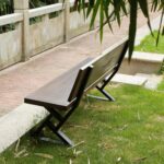 Rask Wood Modern Wooden Outdoor Bench with Backrest | Wood and Metal Garden Bench for Patio, Porch, or Park – Heavy Duty Weather-Resistant Seating - Image 6